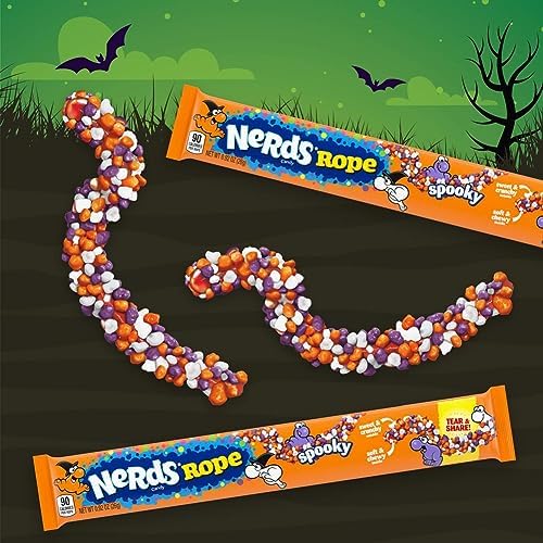 Nerds Spooky Ropes Candy, Halloween Trick or Treat Packs, 0.92oz (Pack of 24)