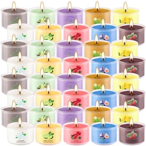 40 Pack Set of Scented Candles, Soy Wax Tea Light Candles