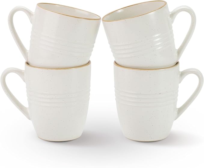 famiware Jupiter Coffee Mugs Set of 4, 13oz Coffee Mug, Microwave and Dishwasher Safe, Coffee Cups with Handle for Coffee, Tea, Cocoa, Milk, White