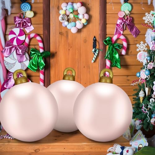 Jetec 8 Pcs Giant Inflatable Christmas Ball, Solid, Light Pink