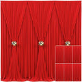 6 Panels Red Backdrop Curtain for Parties Wedding Wrinkle Free Red Photo Curtains Backdrop Drapes Fabric Decoration for Birthday Party Baby Shower Christmas 30ft(W) x 10ft(H)
