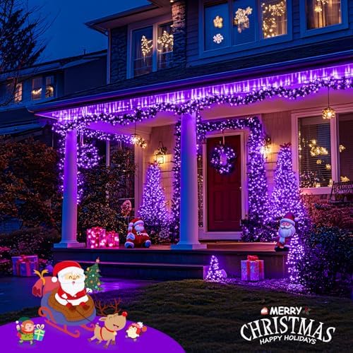 JMEXSUSS 150 LED Purple String Lights, Connectable Halloween Lights Indoor