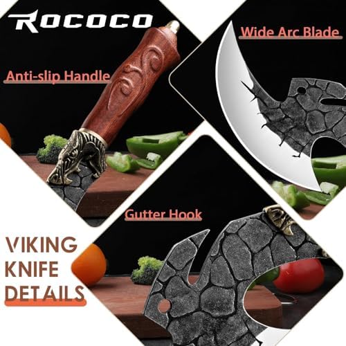 ROCOCO Viking Cleaver Knife Birthday - Kitchen Axe & Sheath Father Gift Men