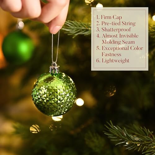 Valery Madelyn Christmas Tree Decorations Ornament Set, 50ct 2.36 Inches Green Shatterproof Christmas Ball Ornaments Hanging Xmas Holiday Party Decor