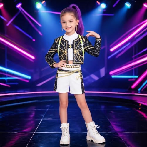 Kids Golden Pop Singer Costume Girls Halloween Costumes Outfit & Accessory