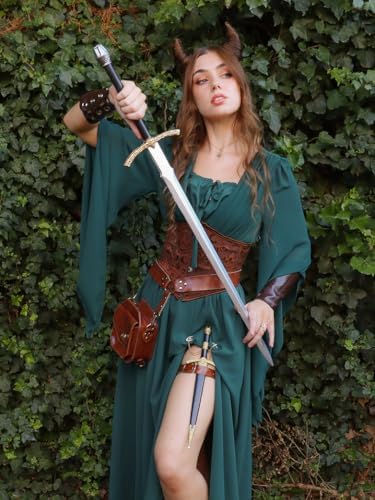 Scarlet Darkness Renaissance Costume Women Pirate Medieval Maxi Dress