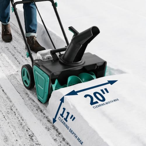 Garvee 20" Electric Snow Blower Cordless - Brushless Motor 23FT Throwing Distance, 180° Rotating Chute Walkways Driveways Snow Thrower Blaster Dual LED Lights(with 2 * 4.0Ah Batteries)