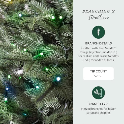 Balsam Hill BH Balsam Fir Full Tree - Realistic Artificial Christmas Tree with Premium Stand & Easy Assembly for Indoor Holiday Decorating, Twinkly, 7.5ft