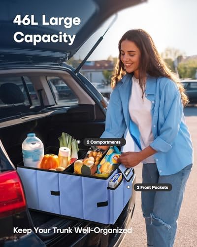 HOTOR Trunk Organizer - Foldable Car Organizer for SUVs & Sedans Storage