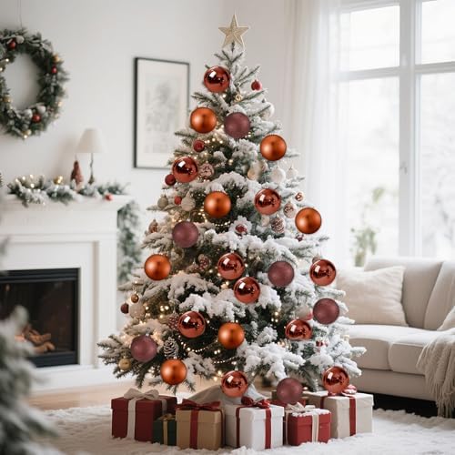 Jenaai 12 Pcs Large Brown Christmas Ball Ornaments Xmas Tree Decor, 4Inch