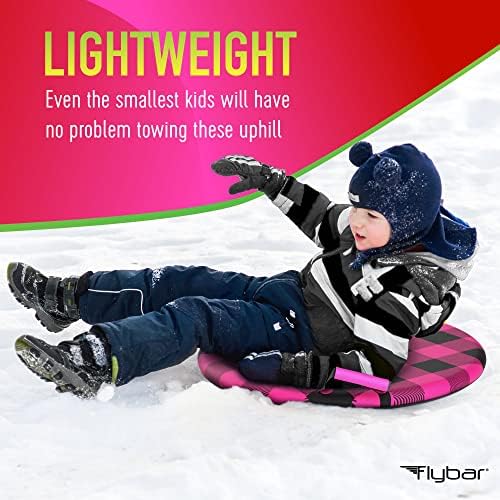 Flybar Snow Sled for Kids and Toddlers- Foam Saucer Disc, Ages 5+, Easy Grip Handles, Durable with Slick Bottom & PE Core Build, Lightweight Snow Boards, Snowboard Toys for Outdoor, Up to 110 lbs, 26"