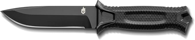 Gerber Gear StrongArm Fixed Blade Knife - Tactical Survival Knife for Camping & Hunting - Made in USA - Plain Edge - Black