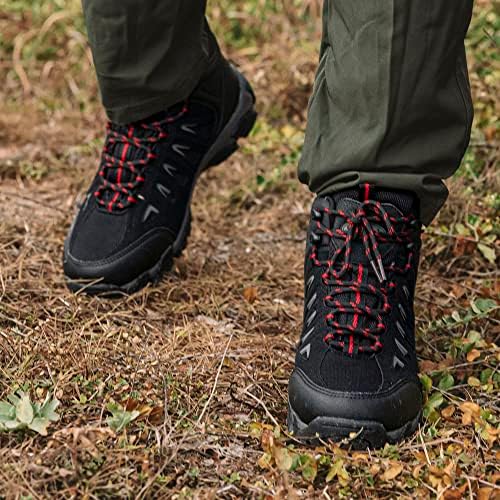 SHULOOK Men's Waterproof Hiking Boots Non-Slip Lightweight Mid Top Ankle Boot Breathable Hiker Trekking Shoes