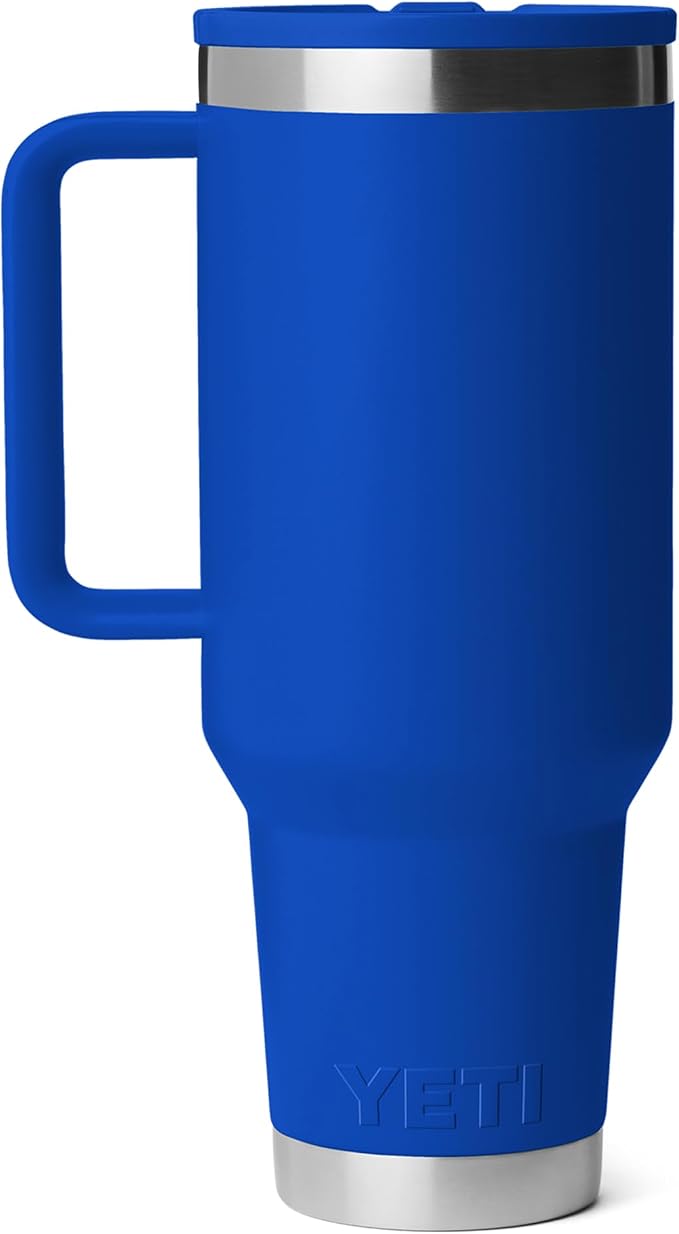 YETI Rambler 40 oz Travel Mug with Flip Straw Lid – Stainless Steel, Vacuum Insulated, Leakproof, Cup Holder Friendly, Royal Blue