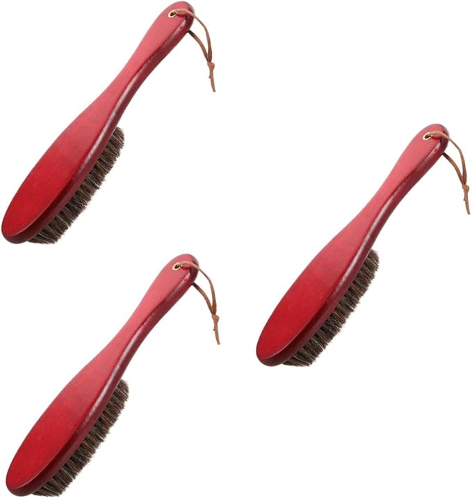 NOLITOY 3pcs Handle Horsehair Shoe Brush Cleaning Tool for Boot Care Efficient Polishing for Footwear