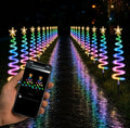 2 x 10 Pack Christmas Pathway Lights Outdoor with RGBW DIY Modes, APP Control Spiral Lighted Xmas Tree Path Lights with Scene Modes, Schedule & Music, Christmas Yard Decorations Outdoor Waterproof