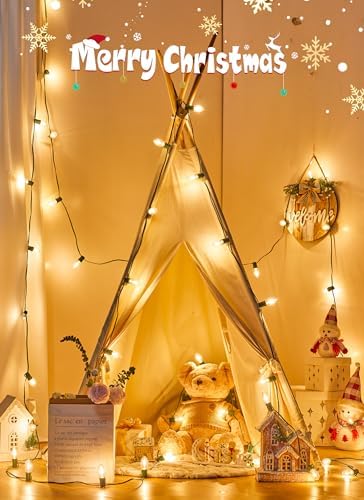 Vintage C9 Christmas Lights Outdoor, 200Ft 100 LED Warm White String Lights