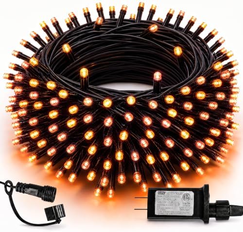 TW SHINE Halloween Lights, 200 LED 66FT Outdoor Halloween Lights Plug in with 8 Modes, Waterproof Light Outdoor, Indoor Decorations for Party Yard Haunted House Decor, Orange
