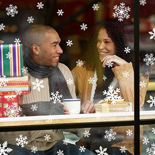 LUDILO 135Pcs Christmas Decorations Window Clings Snowflakes Window Decals
