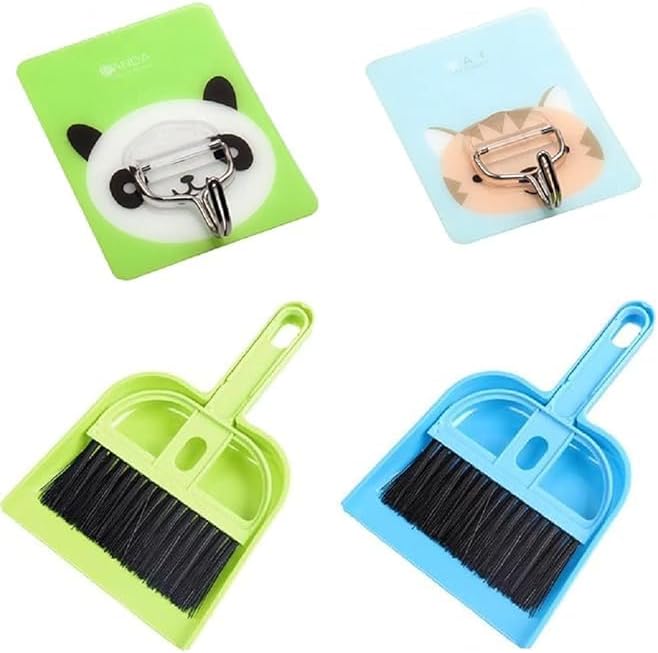 (Pack of 2 Mini Desktop Plastic Sweep Cleaning Brush Keyboard Brush Small Broom Dustpan Set with Hanging Hook