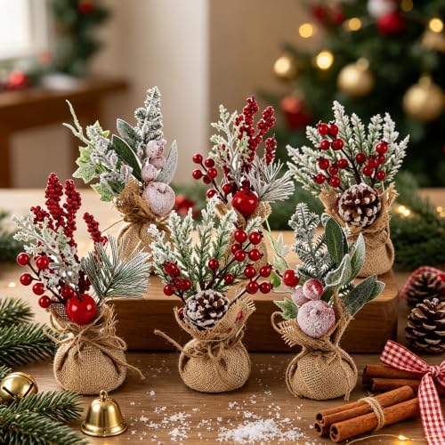 winemana 6 Pcs Mini Christmas Tree Table Decorations Holiday Centerpieces