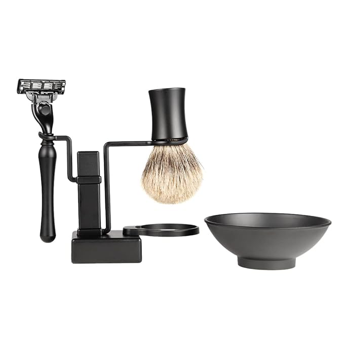 Grandslam Shaving Kit for Men, Safety Razor, Shaving Brush，Soap Cream and Stand, Stainless Steel Bowl Kit Gift Set