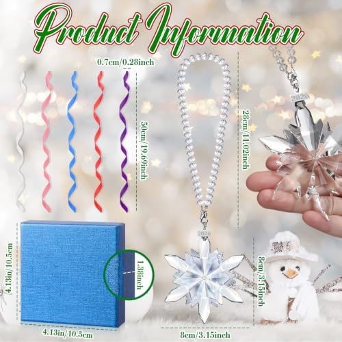 Roowest 10 Sets Christmas Crystal Snowflake Ornaments Glass, Chic Style