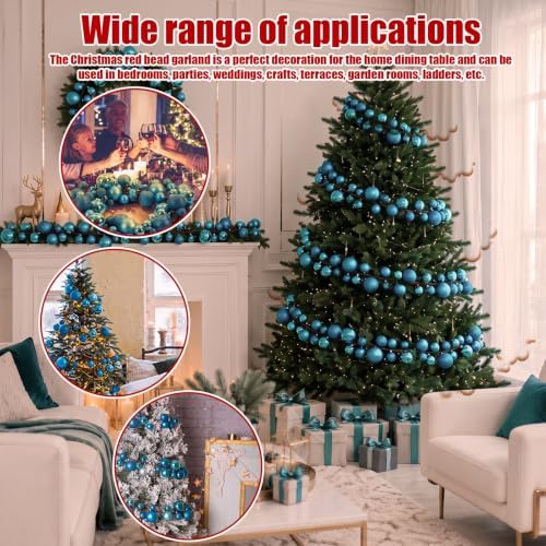 2 Pcs 6 ft Christmas Ball Ornament Garland, Turquoise