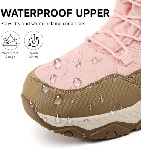 Snow Boots for Women Waterproof Mid-Calf Booties Winter Hiking Boot Durable Warm Winter Outdoor Footwear Fur Lined Boot Non-Slip Climbing Shoes