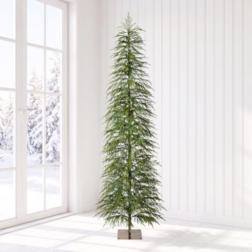 VeriNaTural Unlit Christmas Tree 7ft, Skinny Slim Pencil Xmas Tree