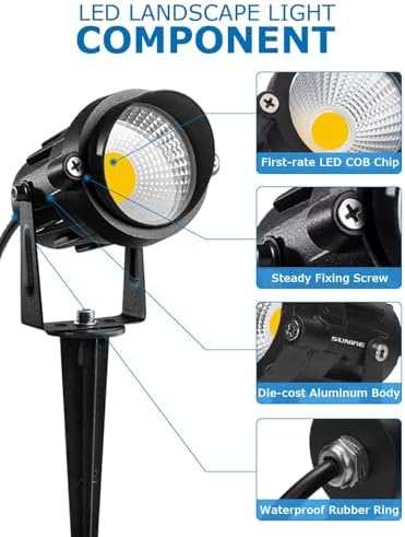 SUNVIE Low Voltage LED Landscape Lights Spot Lights with Connectors 10 Pack