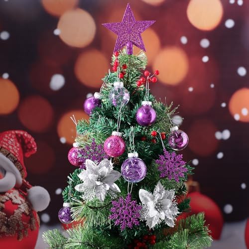 Jenaai Purple 74 Pcs Christmas Ball Ornaments Tree Decorations