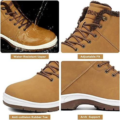 CARENURSE Mens Winter Snow Boots Water Resistant Warm Fur Lined Anti Slip Work Ankle Shoes Casual Lightweight Hiking Outdoor Trekking Boot
