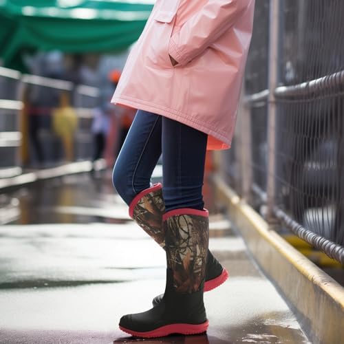 HISEA Women's Mud Rain Boots, Waterproof Tall Garden Shoes