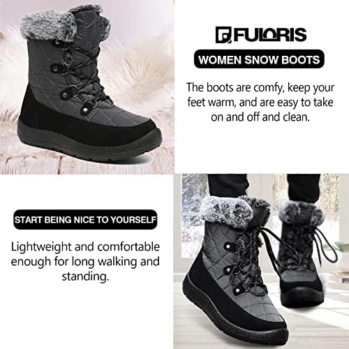Women's Waterproof Winter Snow Boots Warm Insulation Outdoor Cold Weather Boot for Women Lightweight Fur Lined Non Slip
