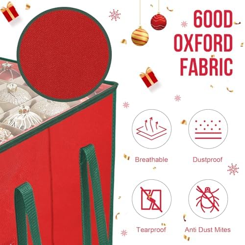 Christmas Ornament Storage Box,5 Tier Holds Up to 100-3” Holiday Décor