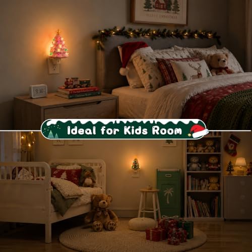 L LOHAS LED Christmas Tree Night Light, Ceramic Night Lights for Kids