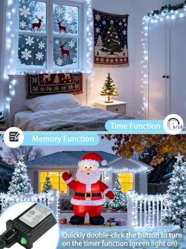 2 Pack 200 LED Christmas Lights 13 Modes Extendable Christmas Tree Lights