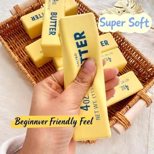 1/12 Packs Butter Crunchy Squishy Toy Slow Soft Rising Squeeze Toys, Stress Relief Sensory Fidget Butter Shape, Coconut Oil Butter Squishy, Fidgets for Classroom，12