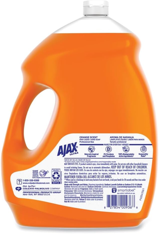 Ajax Ultra Professional Antibacterial Pot & Pan Dish Soap, Orange Scent, 145 fl. oz. (1.13 gal.), 4/Pack (61034313CT)