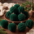 Liliful 3.15 Inch 12 Pcs Velvet Christmas Ornaments Balls, Dark Green