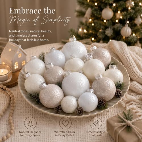Yunlly 18 Pcs Neutral Sugar Christmas Ornaments Glitter Xmas Tree Decor