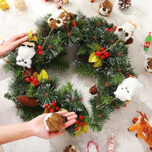 Skylety 15 Pcs Woodland Animal Ornaments Bulk,Various Owls