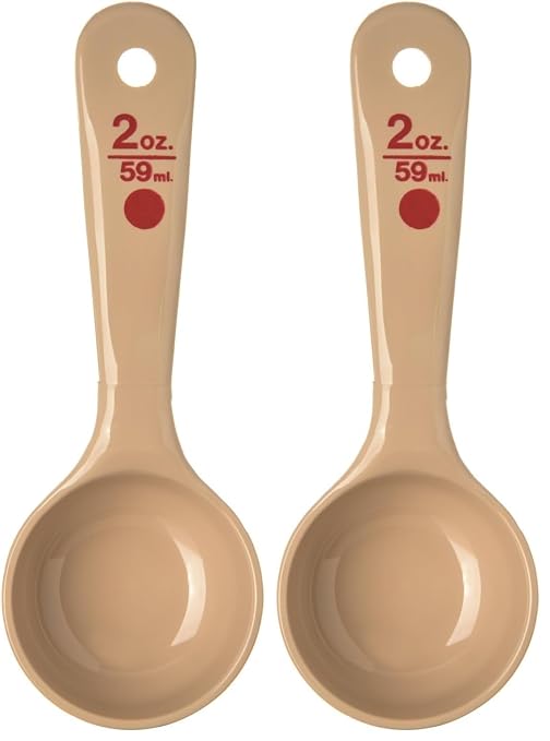 Carlisle FoodService Products Measure Miser Plastic Measuring Spoon with Short Handle, 2 Ounces, Beige, 1 Count (Pack of 2)