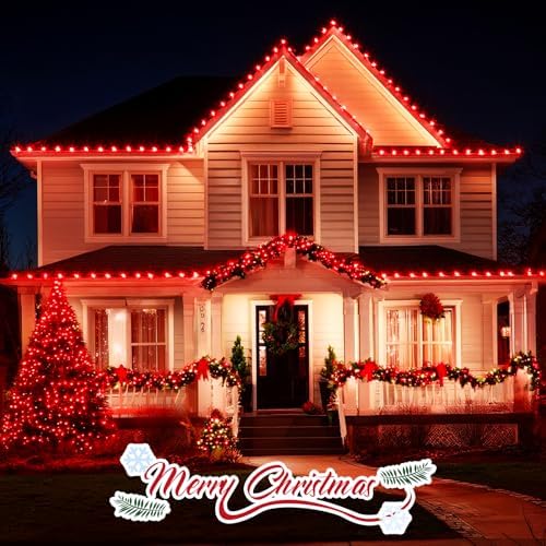Minetom C9 Christmas Lights Outdoor, 50FT 50 Red Bulbs String Lights