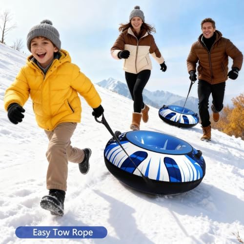 47" Snow Tubes with Canvas Covers, 2-Pack Heavy-Duty Inflatable Snow Sleds
