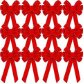 Lenwen 12 Pcs Large Christmas Velvet Bows Xmas Tree Topper,Red