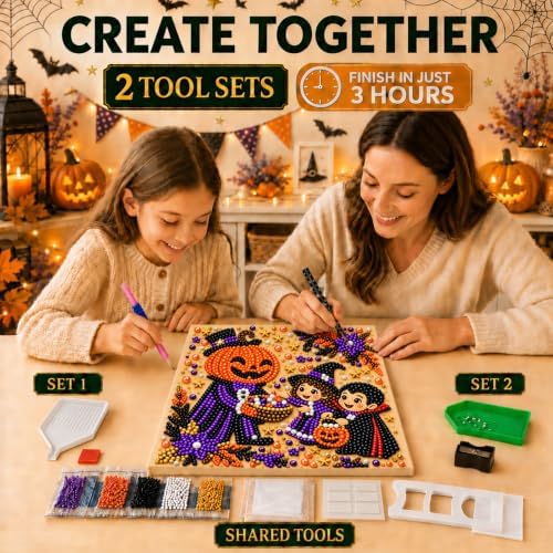 Diamond and Pearl Art Kits for Adults, Halloween Decorations, Framed Decor