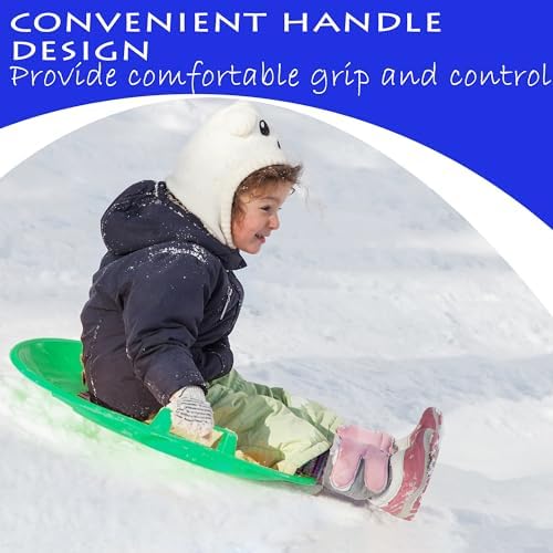 Slippery Racer Heavy-Duty Cold Weather Downhill Pro Adults and Kids Plastic Outdoor Winter Saucer Disc Snow Sleds with Handles.