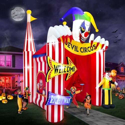 Kalolary 12FT Tall Halloween Inflatables Archway Clown Circus Haunted House